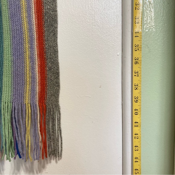 WILLIAM BRUNTON Hand Knits Made in Scotland Rainbow Stripes WOOL Scarf 8.5 x 80" - Picture 8 of 15